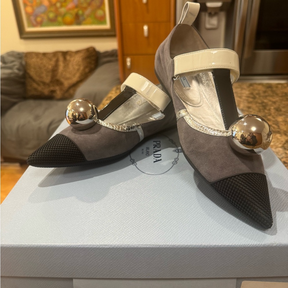 Prada flats ballerina shoes multicolor Sz 8.5 - Picture 5 of 16